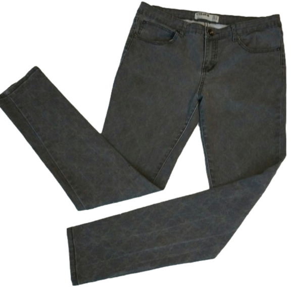 Cotton On Black Gray Leopard Print High Rise Zip Up Straight Leg Color Jean - Picture 1 of 8